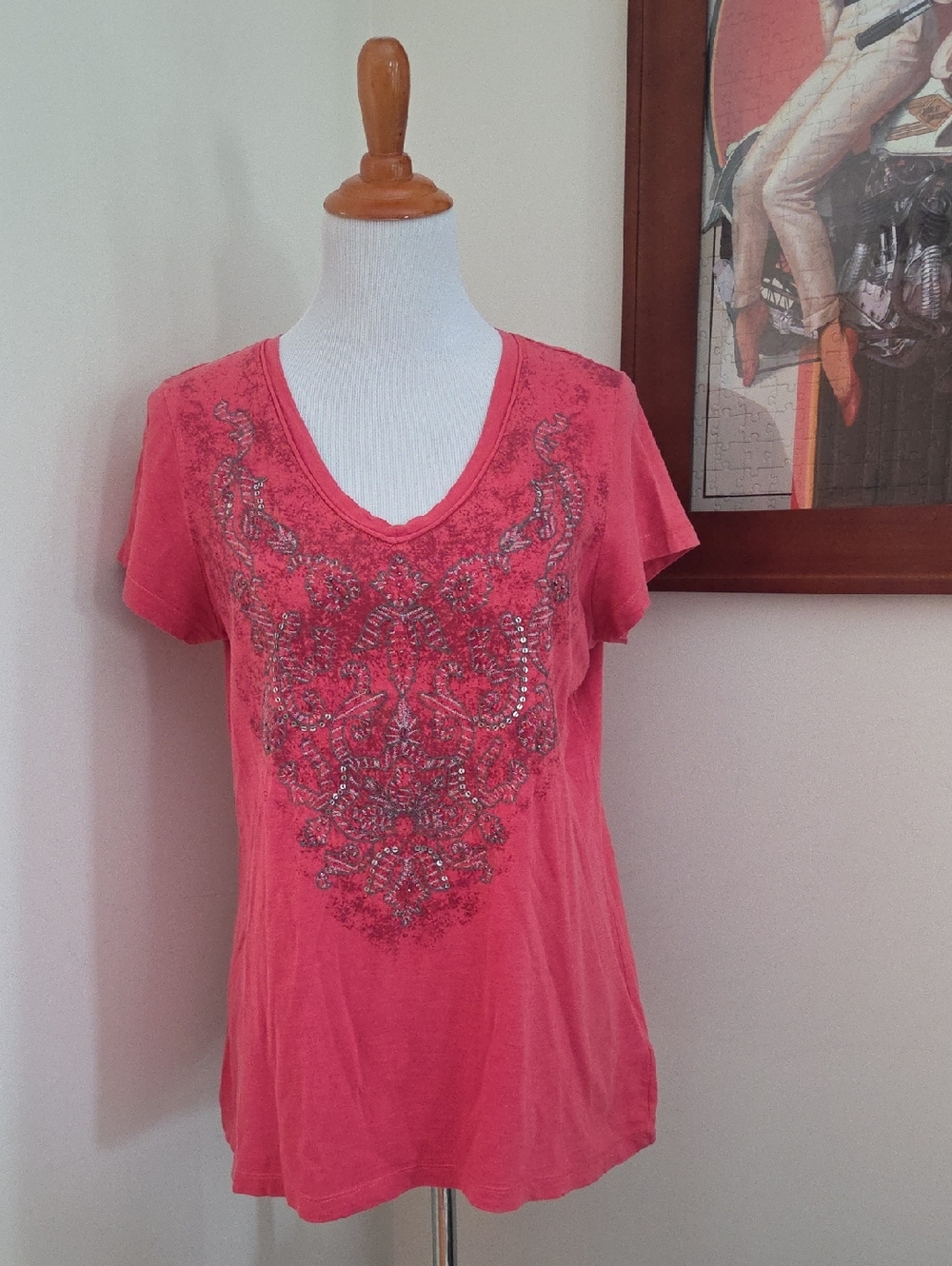 Somona Women's Embellished V-Neck Top - Pink